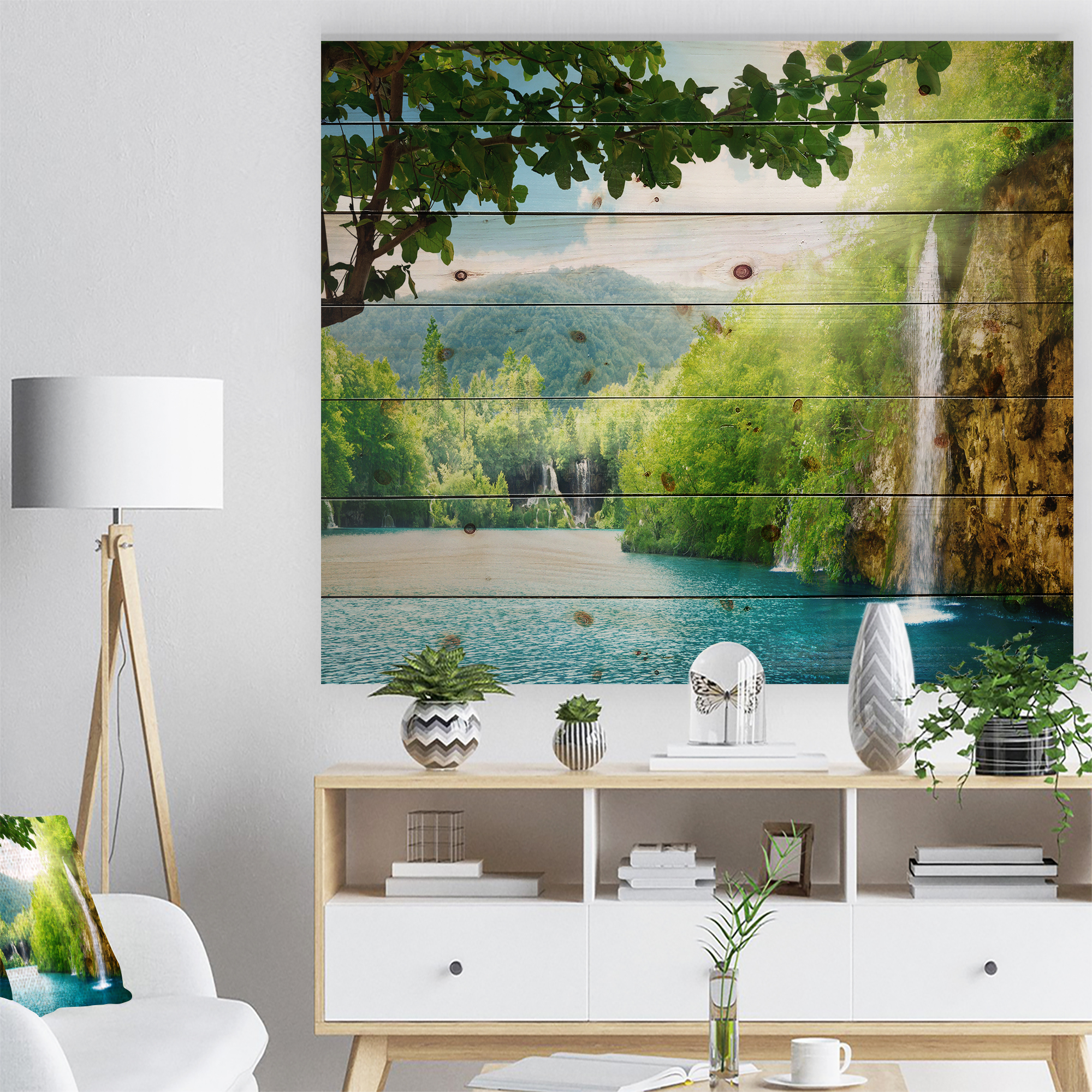 Tableau sur toile imprimée Design Art Photographie paysage Chute d'eau en forêt profonde