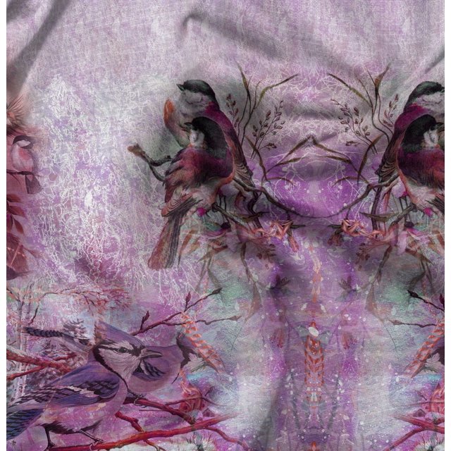Soimoi Viscose Chiffon Fabric Sparrow Panel Printed Craft Fabric by The Yard 42 Inch Wide
