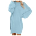 thumbnail image 1 of 2025 Robe Chandail pour Femmes Femmes Chandail d'Hiver Tricot Robe d'Hiver pour Femmes Fête Col Roulé Chaud Manches Longues Robes Chandail Poche, 1 of 7