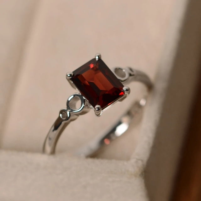 Garnet Engagement Rings,Sterling Silver,Wedding,Anniversary Gift Ring For Women
