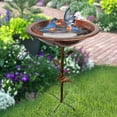 thumbnail image 3 of Bird Bath Standing Iron Rustproof Outdoor Birdbath | Adjustable Height 80cm x 30cm Basin | Robust Bird Feeder with Leaf & Bird Decor | Easy Clean Multi-Use Garden Bowl, 3 of 6
