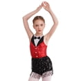 thumbnail image 2 of YONGHS Enfants Filles Paillettes Latin Jazz Robe de Danse à Franges Smoking Danse Moderne Justaucorps Combinaison Rouge 6, 2 of 7