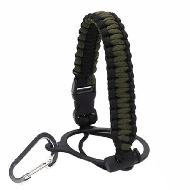 Poignée de Bouteille d'Eau Extérieure Corde de Parachute Sangle de Transport pour Bouteille Accessoire Extérieur, Vert Armée