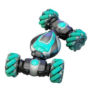 Green Remote Control Car Toy 2.4G 4Wd Stunt Drift Rc Truck With Led Lights Transformable Climbing Vehicle For Kids 6.3X4.3X2.8 Inches
