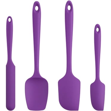 U-Taste Spatules en Silicone Résistantes à la Chaleur 600 °F, Ensemble de 4, Qualité Alimentaire Sans BPA pour la Cuisine, la Cuisson, la Pâtisserie et le Mélange, une Pièce, Sans Joint, Grattoir Flexible en Caoutchouc pour Batterie de Cuisine Antiadhésive (Violet)
