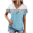 thumbnail image 1 of Timegard Tops for Women Color Block Button Short Sleeve T Shirts Causal Fashion Dressy Blouses, 1 of 6
