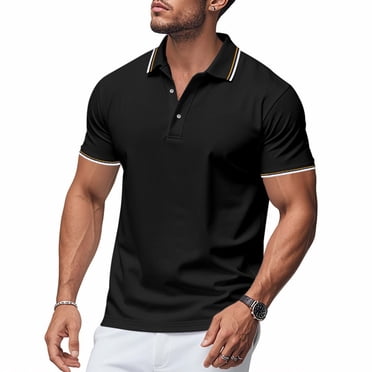 Weiqiqre Men Shirts Short Sleeve Button Down Shirts Classic Stripe Golf Polo Collared Work Shirts