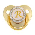 thumbnail image 1 of DPTALR Baby Pacifier 26 Letter Name Initials Clip Silicone Baby Pacifier Golden Shiny Newborn Pacifier, 1 of 3