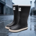 thumbnail image 5 of Black Womens High Top Rain Boots With Solid Color Waterproof Design Thick Sole Comfortable For Spring Summer Rainy Everyday Wear Size 41, 5 of 5