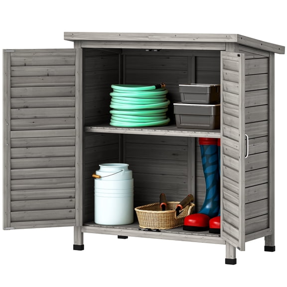 Outsunny Remise de Jardin Remise de Rangement de Jardin en Bois à 2 Portes, 34 Pouces x 18 Pouces x 38 Pouces