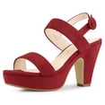 thumbnail image 1 of BLISSFUL STEP Women's Slingback Platform Chunky Heeled Sandals, 1 of 6