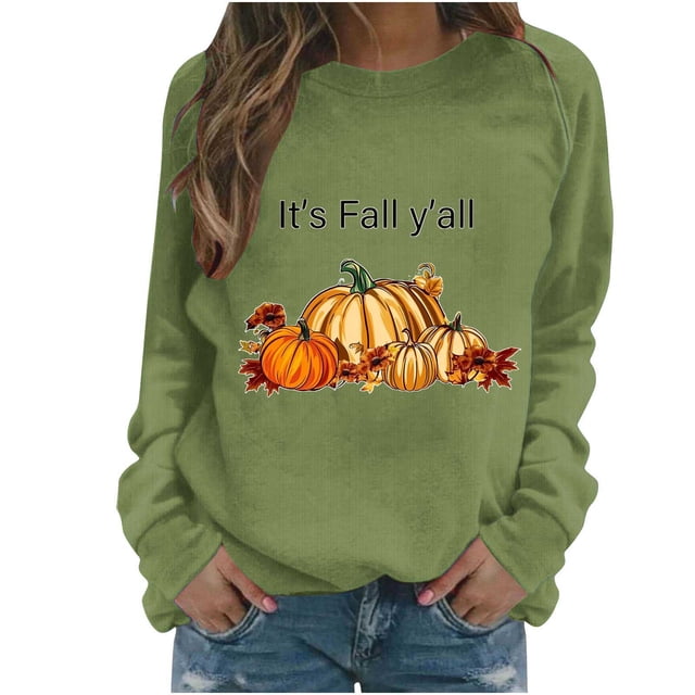 Pisexur Chandail de l\'Action de Grâce Orange à Col Rond Chandails Mode à Motif de Citrouille Chandails Grateful Blessed Chandail d'Automne Chandail à Manches Longues Chandail à Enfiler Hauts pour Femmes