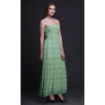 thumbnail image 3 of Bimba Robe Longue Maxi Tube à Corsage Smocké pour Femmes à Imprimé Feuilles et Oiseau Flowerpecker - X-Grand, 3 of 7