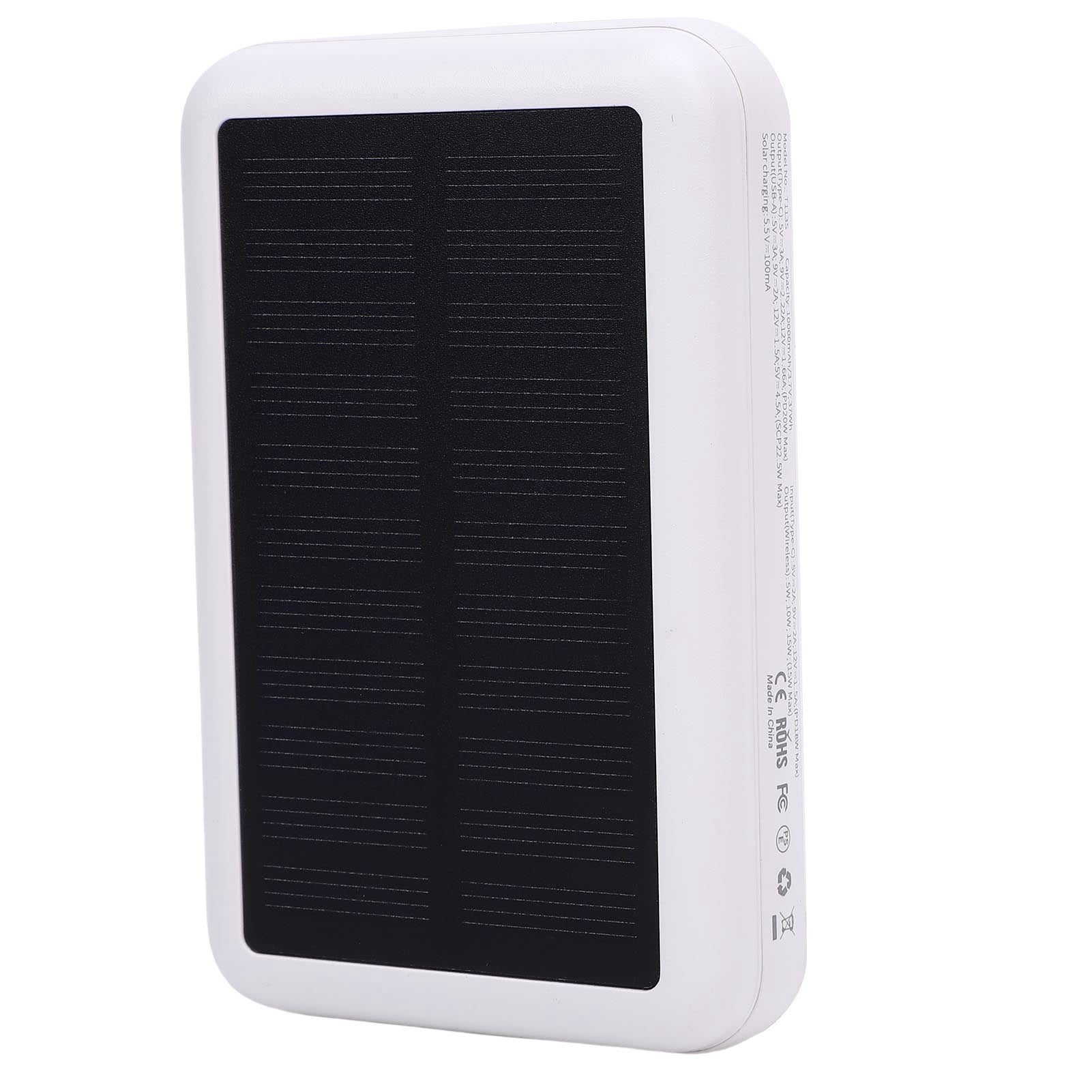 Solar Power Bank 10000mAh Fast Charging Wireless Portable Charger Magnetic Battery Pack for Camping Travel Emergency Use