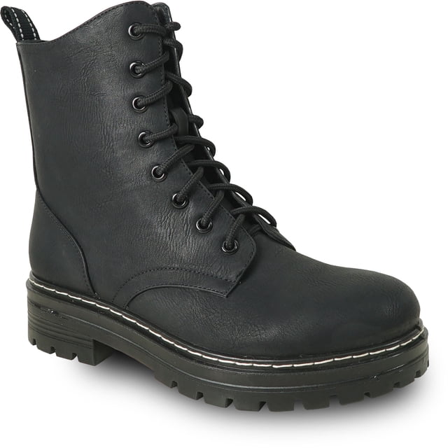 kozi Canada Women Ankle Casual Riding Bootie LEILA-2 Fall Boot Side Zipper Black