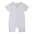 thumbnail image 1 of AherBiu Unisex Baby Clothes Short Sleeve Zip up Newborn Onesie Summer Crewneck Solid Color Rompers Outfits, 1 of 6
