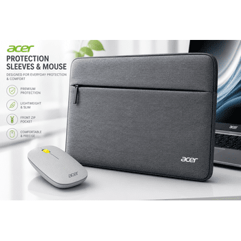 Acer Protective Laptop Sleeve + Mouse Combo - up to 15 Notebook Lightweight and water resistant Convenient Zippered Pocket for accessories