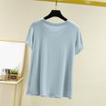 thumbnail image 4 of Weiqiqre T-Shirt à Col Rond pour Femme à Manches Courtes Ajusté T-Shirt Mince Uni Haut de Pyjama Pyjama à Manches Courtes, 4 of 8
