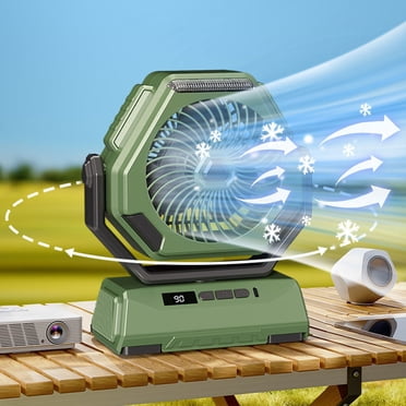 JMYHOAM Ventilateur de Bureau Tête Oscillante Ventilateur d'Extérieur Silencieux 6 Pouces Éclairage Affichage Numérique Grande Capacité Ventilateur de Camping Portable Ventilateur sur Pied en Liquidation