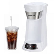 Kuhitley Single Serve Coffee Maker for Grounds,14oz Hot & Iced Coffee Brewer with 420ml Water Cup,700W Compact Machine with Reusable Mesh Filter,One Cup Coffee Maker for Home Countertop
