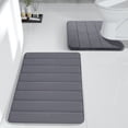 thumbnail image 2 of Memory Foam Bath Mat Set Bathroom Rugs Practical for 2 Pcs Toilet Mats Soft Comfortable Water Absorption Non-Slip Thick Machine Washable Easier To Dry Dark Kitchen Mats for Floor, 2 of 8