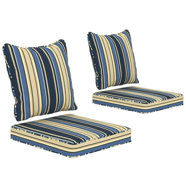 Outsunny Outdoor Chair Cushions with Backrest for Garden Patio, Blue