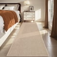 thumbnail image 4 of Garvee 2'x6' Modern Solid Color Runner Rug Minimalist Woven Textured Carpet, Washable Rug Non Slip Low Pile Indoor Mats for Hallway Bedroom Kitchen, Camel, 4 of 6