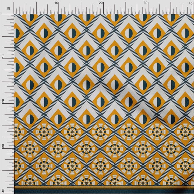 oneOone Silk Tabby Mustard Yellow Fabric Geometric Panel Sewing Craft Projects Fabric Prints By Yard 42 Inch Wide