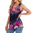 thumbnail image 3 of UPPADA Camisoles d'Été pour Femmes à Imprimé Floral, Col Ras du Cou, Sans Manches, Chemises Décontractées à Ourlet Fluide, Jolis T-Shirts, Chemises Coupe Ample, Hauts Confortables Multicolores, S, 3 of 7