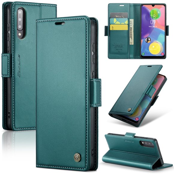 Étui Portefeuille en Cuir CaseMe For Samsung Galaxy A70/A70S avec Blocage RFID, Étui Portefeuille For Samsung Galaxy A70/A70S pour Femmes Hommes Porte-Cartes Fermoir Magnétique Support Folio, Vert