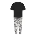 thumbnail image 5 of Aqestyerly Hauts pour Femmes Chic Décontracté T-Shirt à Imprimé pour Femmes Col Ras du Cou Manches Mi-Longues Chandail à Enfiler Hauts + Ensembles Pantalon, 5 of 5