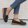 thumbnail image 5 of B91xZ Chaussures Confortables pour Femmes Mocassins à Semelle Crantée Plateforme Talon Épais Classique Bout Rond à Enfiler Uniforme de Bureau Oxfords Chaussures, Noir 7, 5 of 5
