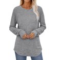 thumbnail image 3 of yoeyez Tunique en Tricot pour Femmes, Chandails à Manches Torsadées Patchwork, Col Ras du Cou Raglan, Chemises à Manches Longues, Hauts de Mode d'Automne 2024 Gris P, 3 of 6