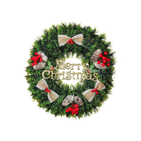 Couronne de Noël Simulation Couronne Accessoires de Fenêtre Suspendue sur la Porte, Fond Arbre de Noël Accessoires (A)
