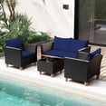thumbnail image 1 of Costway 4 PCS Wicker Patio Furniture Set with Removable Cushions Storage Coffee Table Navy, 1 of 10