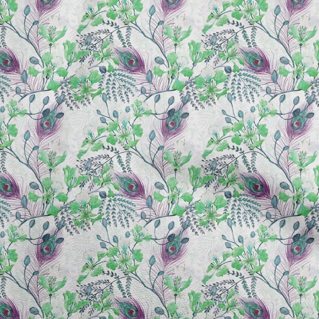 oneOone Cotton Silk Green Fabric Florals Sewing Craft Projects Fabric Prints By Yard 42 Inch Wide