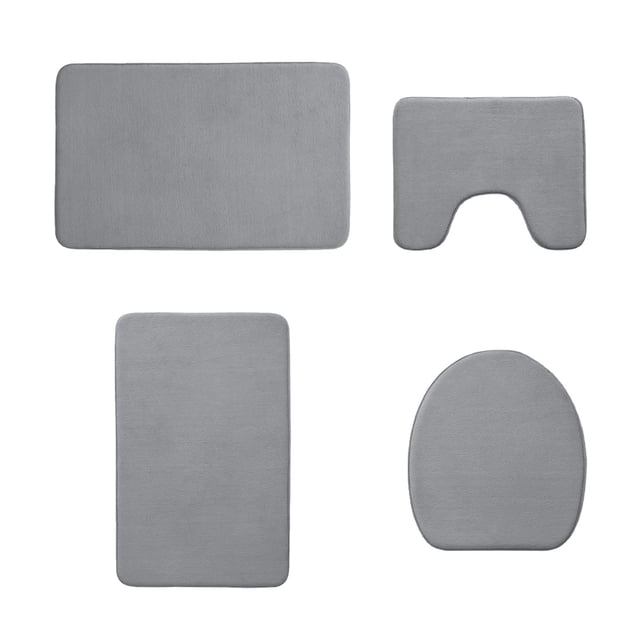 Outdoor Carpet Waterproof Memory Foam Bath Mat 4 Set Bathroom Rugs for 4 Pcs Toilet Mats Universal Soft Comfortable Water Absorption Non-Slip Thick Machine Washable Easier To Dry Dark Soft Rug