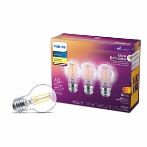 Philips Ultra Definition LED G16.5 E26 40W Equivalent Globe Light Bulb Dimmable Soft White (2700K) 3-Pack