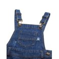 thumbnail image 4 of KIDSCOOL SPACE Salopette en Jean Mode pour Filles, Coupe Ajustée, Trous Déchirés et Égratignés, Bleu, 6-7 Ans, 4 of 6