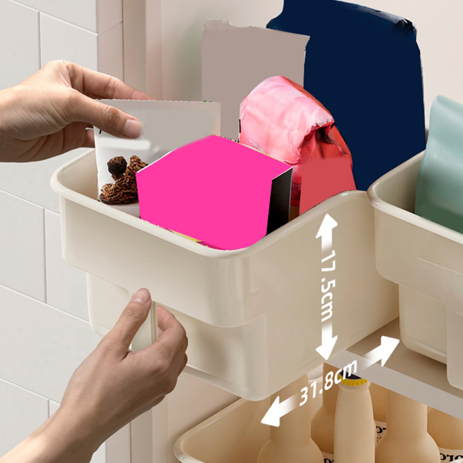 Suncoda Rangement de Cuisine, Organisation et Rangement, Boîte de Rangement Suspendue avec Poignée pour Collations et Objets Divers, Armoire de Rangement, Placard, Panier de Rangement Haut