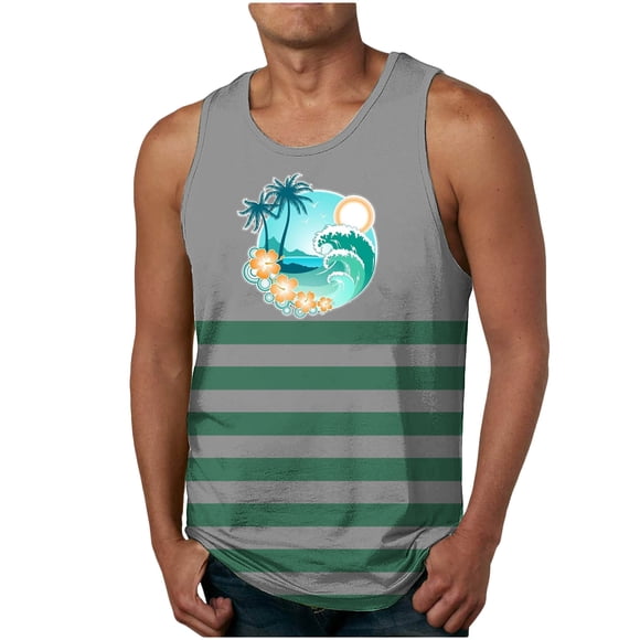 Birdeem Tank Top for Men New Fashion Casual Mens Summer Loose Waistcoat Print Sport Round-Neck Tank
