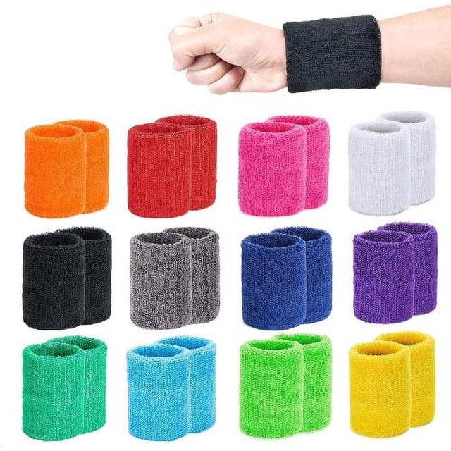 Sunjoy Tech Bracelet de Sport en Coton Absorbe la Sueur à Faible Chaleur, Convient aux Sports de Plein Air, 2 Pcs. une collection de Bracelets de Sport Colorés en Coton, Élastique et spandex, Présentés par Paires. Chaque Bracelet Mesure 8 cm x 8 cm (3.15 Pouces x 3.15 Pouces) et Est Conçu pour une absorption Efficace de la Sueur et une protection du Poignet pendant les Sports de Plein Air. l'Image Comprend Diverses Couleurs comme Noir, orange, Rouge, Rose, Blanc, Gris, Bleu, Violet, Vert et Jaune.