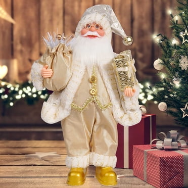 UsTZtai 12 Inch Santa Claus Doll, Standing Christmas Figurine Polyester Fiber, Holiday Window Display Decoration