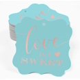 thumbnail image 2 of Inkdotpot Pack Of 100 Real Rose Gold Foil Bracket Shape Paper Tags Love Is Sweet Wedding Favor Hang Tags, 2 of 6