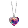 thumbnail image 1 of Solar System Planet Galaxy Double Sided Glass Universe Heart Pendant Necklace, 1 of 9