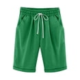thumbnail image 2 of EGNMCR Womens Shorts Summer Plus Size Solid Five Points Large Size Cotton Linen Drawstring Shorts with Pockets Casual Pants, 2 of 6