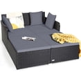 thumbnail image 2 of Costway Lit de Jour en Rotin pour Patio Extérieur avec Coussins et Oreillers, Mobilier de Sofa, 2 of 10