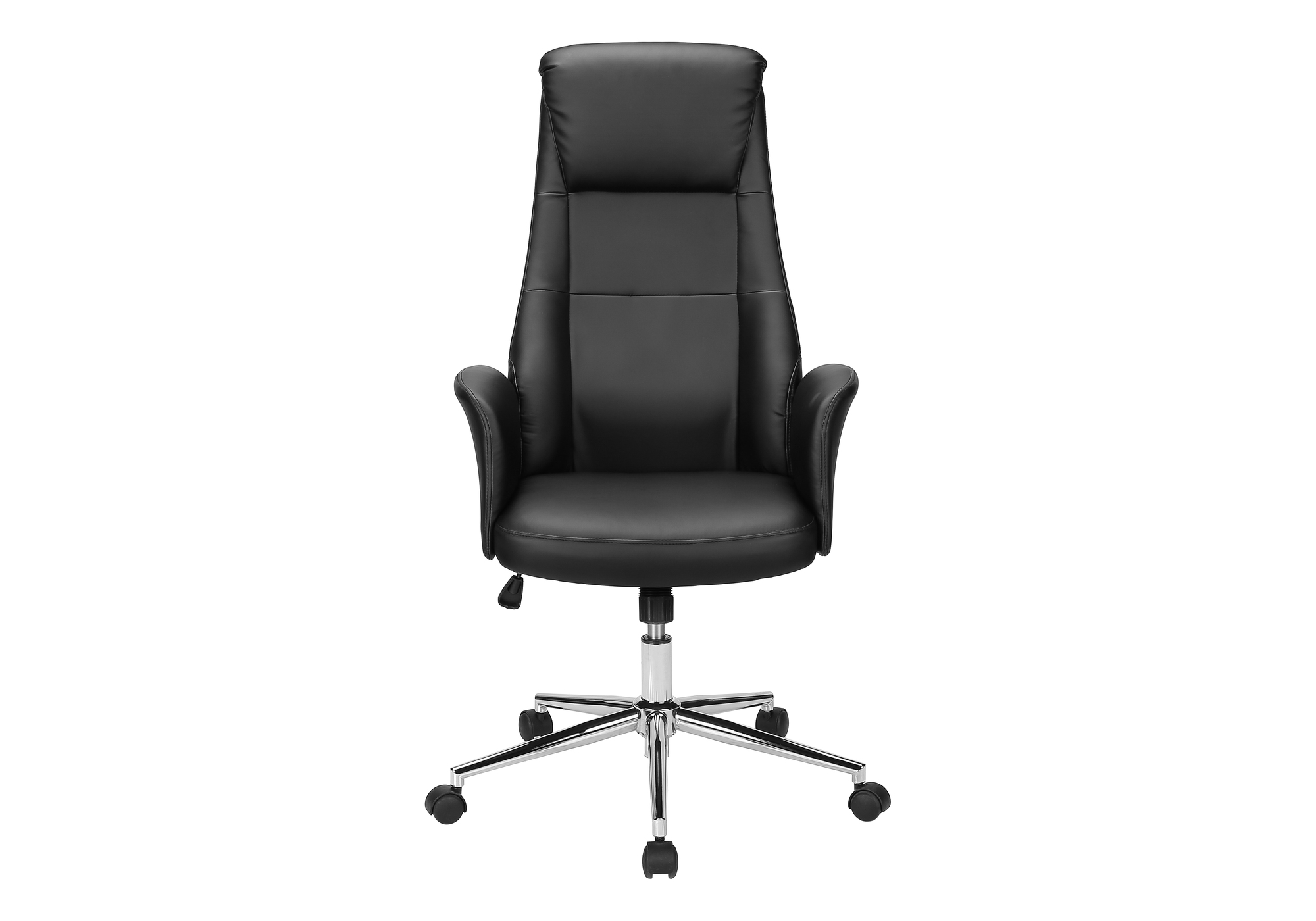 Monarch Specialties - Chaise De Bureau, Hauteur Réglable, Ergonomique, Pivotant, Accoudoir, Travail, Aspect Cuir Noir, Métal Chromé, Contemporain, Moderne