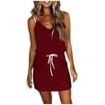 thumbnail image 2 of drppepioner Robe d'Été Femme Décontractée Mode d'Été Taille Poche Camis Sans Manches Robe à Col en V, 2 of 4