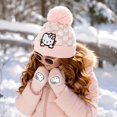 thumbnail image 2 of KNIT BEANIE WITH MITTENS - HELLO KITTY MONOGRAM, 2 of 5